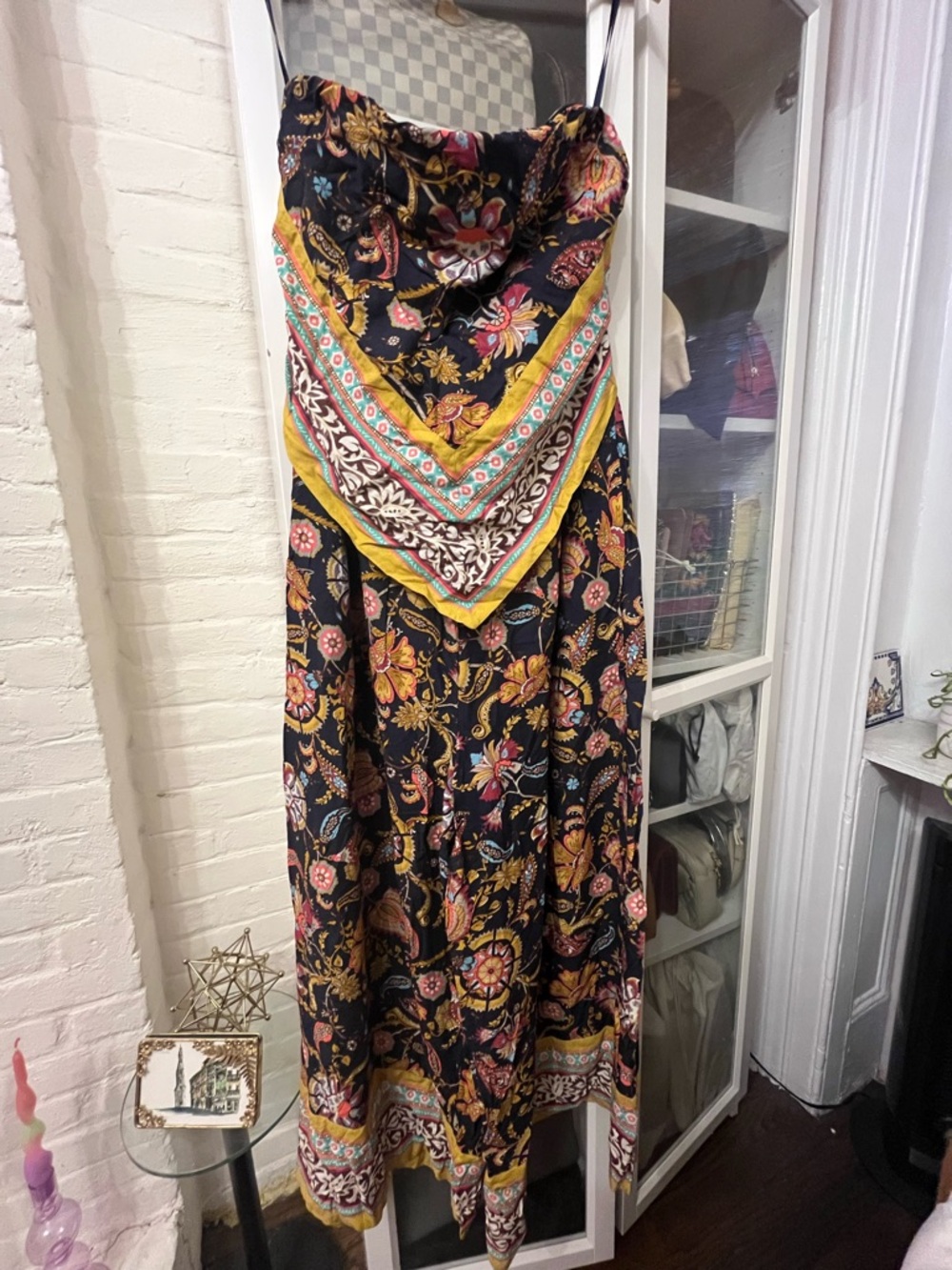 Anthropologie Boho Floral Jumpsuit with Yellow Accent